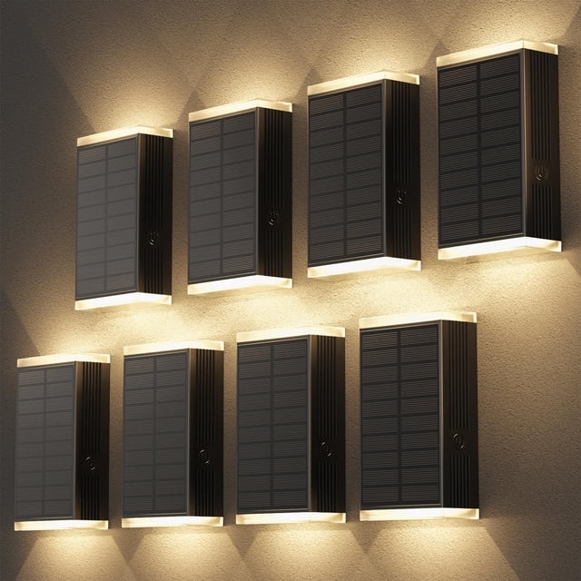 Lámpara solar de pared UGDLUCK, paquete de 8 unidades, IP67, resistente al agua, 16 x 9 x 10 cm