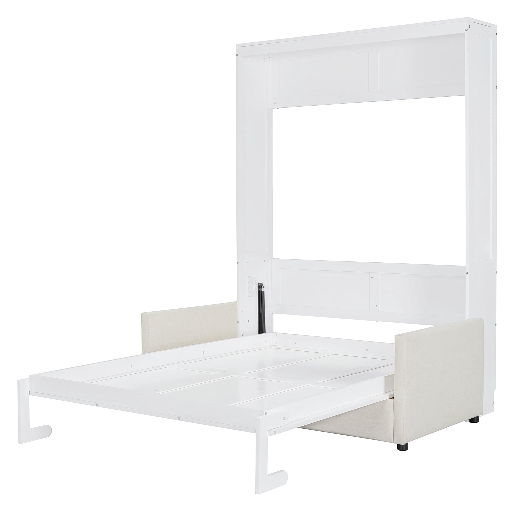 Mintazer Full Murphy Bed with Sofa, Modern Foldable Wall Bed for Bedroom Apartment Guest Room, White