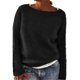 thumbnail image 1 of Suéter de cuello redondo de manga larga para mujer, jersey de punto liso holgado, informal, de gran tamaño, ligero y cálido, 1 of 6