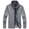 thumbnail image 1 of Suéter de hombre Cárdigan de invierno Suéter grueso con forro polar para hombre Cuello alto Cremallera Suéter suelto y cálido Chaqueta, 1 of 6