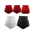 thumbnail image 6 of Ame Women Fashion High Waist Bikini Bottom Ladies Retro Solid Pleated Swimming Briefs Shorts，S-3XL, 6 of 7