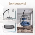 thumbnail image 4 of Gotland Outdoor Hanging Egg Chair with Stand,Patio Wicker Swing Egg Chair Hammock Chair with UV Resistant Cushion,All-Weather 485lbs Capacity for Bedroom,Balcony,Garden,Navy Blue, 4 of 9