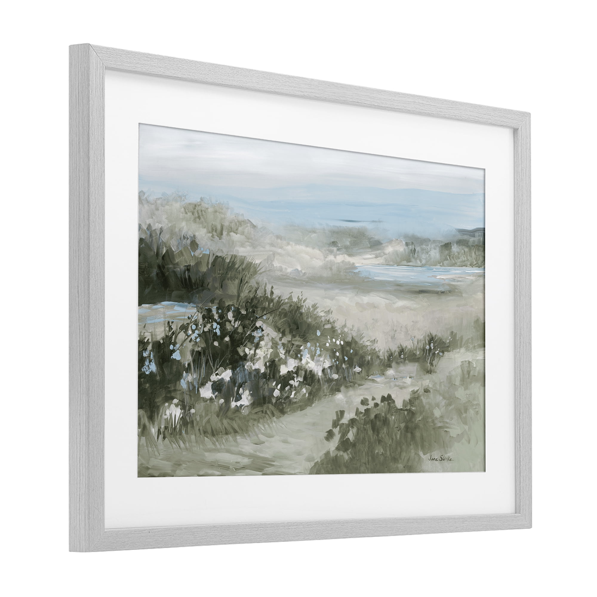 Stupell Industries Neutral Quiet Composition Landscape Gray Framed Print Under Glass, design by Jane Slivka