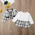 thumbnail image 2 of Bébé Filles 2Pcs Noir Blanc Plaid Manteau Tops Patchwork Tutu Robe Formelle Tenues Blanches 4-5 Ans, 2 of 6