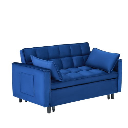 Cozynest 55 Inch Convertible Velvet Sofa Bed 2 Seat Loveseat with Side Pockets for Small Spaces Living Room Bedroom Apartment Guest Room