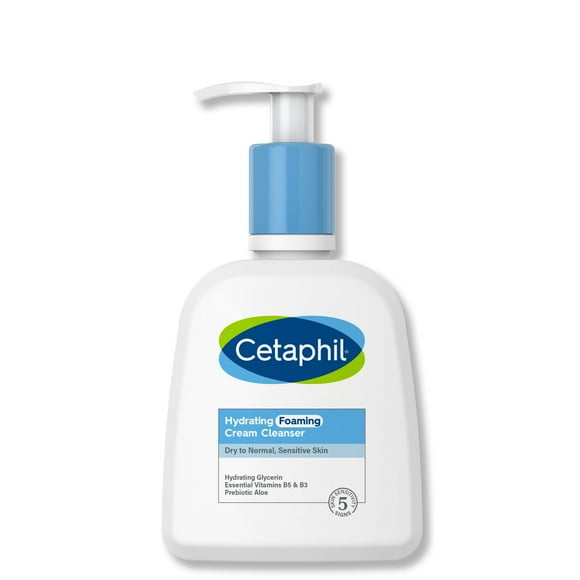 Cetaphil Cream To Foam Face Wash, Hydrating Foaming Cream Cleanser, 8 Oz, For Normal To Dry, Sensitive Skin, With Soothing Prebiotic Aloe, Hypoallergenic, Fragrance Free