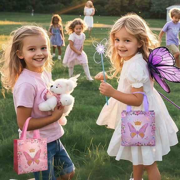 48 piece butterfly series gift bags, eco-friendly non-woven reusable tote bags, suitable for wedding and birthday party favor packaging, multi-functional storage and decorative gift bag sets, appl
