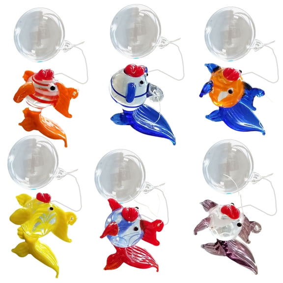Decorative Glass Bubble Fish Set, Eye Catching Accent Aquarium Float Decoration for Any Room or Vehicle