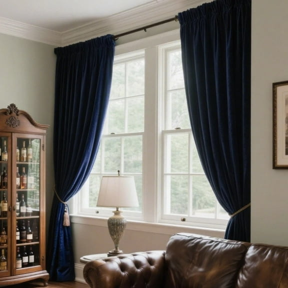 SMILETIME Velvet Curtains with Rod Pocket, Thermal Insulated Super Soft Privacy Noise Reducing Light-Filtering Velvet Curtains for Living Room Bedroom, 2 Panels