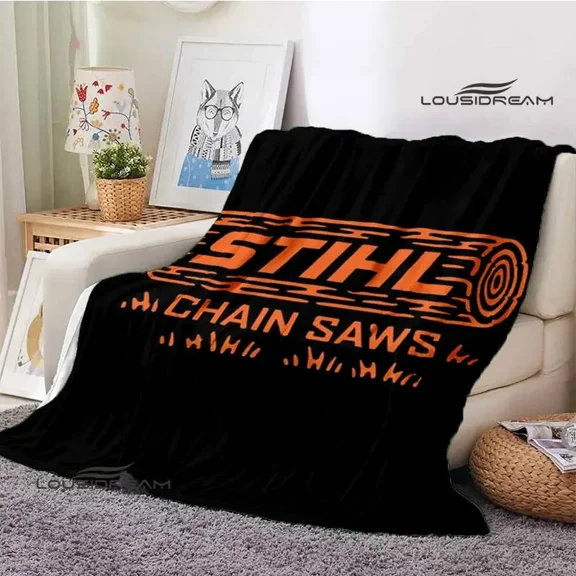 Stihl logo printed blanket Flange Warm blanket picnic blanket Soft and comfortable blanket throw blanket birthday gift