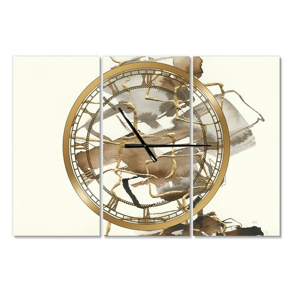 Designart 'Gold Glam Squares III' Modern Wall Clock