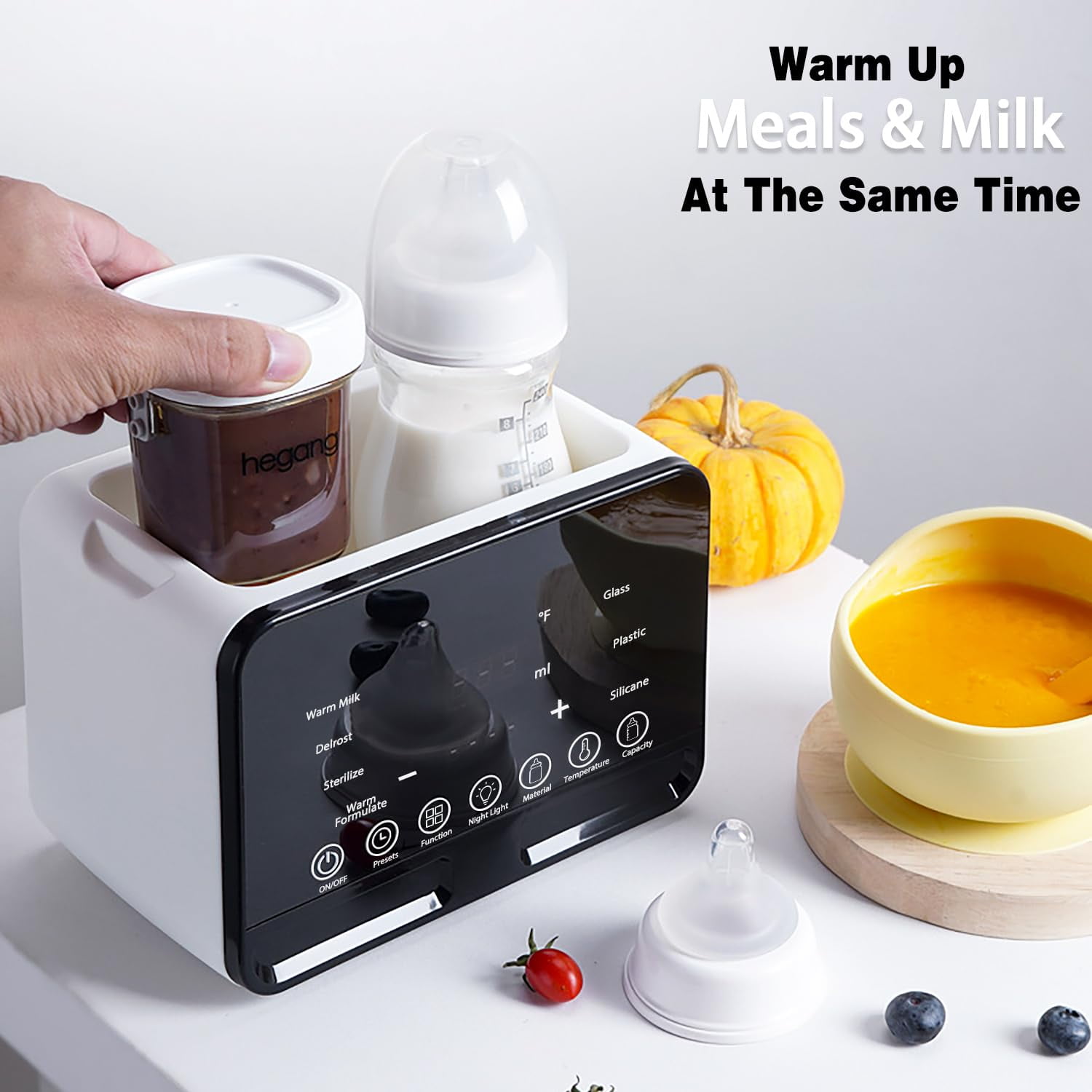 Double Bottle Warmer and Steri-lizer, 8-in-1 Fast Baby Milk Warmer with Timer for Breastmilk or Formula, Multifunctional Bottle Warmer with Food Heater Defro
