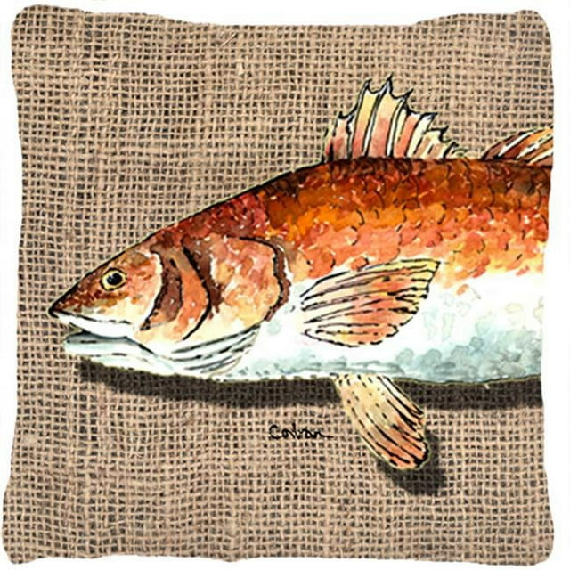 Carolines Treasures 8736PW1414 Red Fish Coussin Décoratif en Tissu Intérieur & Extérieur