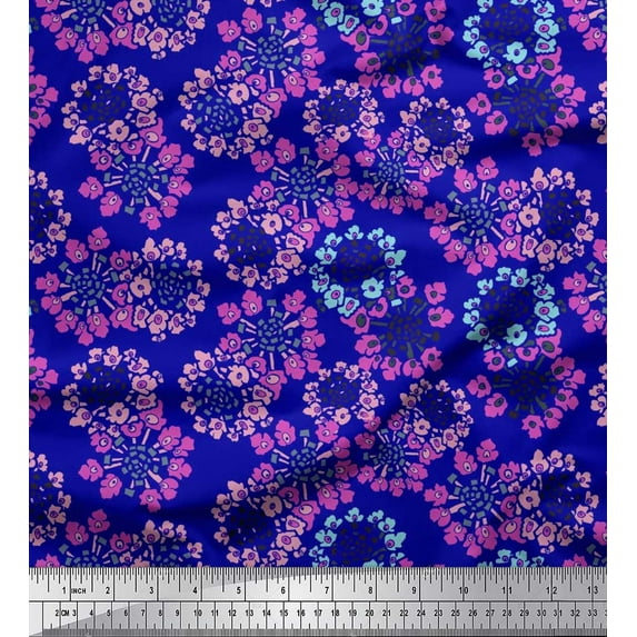 Soimoi Poly Georgette Fabric Flower Artistic Print Fabric by Yard 52 Inch Wide