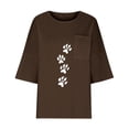 thumbnail image 5 of Gamivast Womens Tops Tees & Blouses Paw Print Loose Fit Boat Neck 3/4 Sleeve Tops Casual Tops Pocket Texture Summer Daily Vacation Outfits, 5 of 7