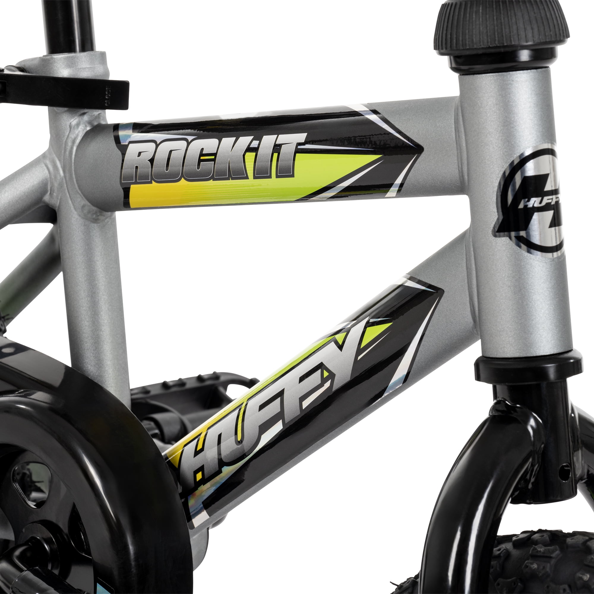 Huffy Rock It 12-inch Boys’ Bike with Training Wheels, Grey