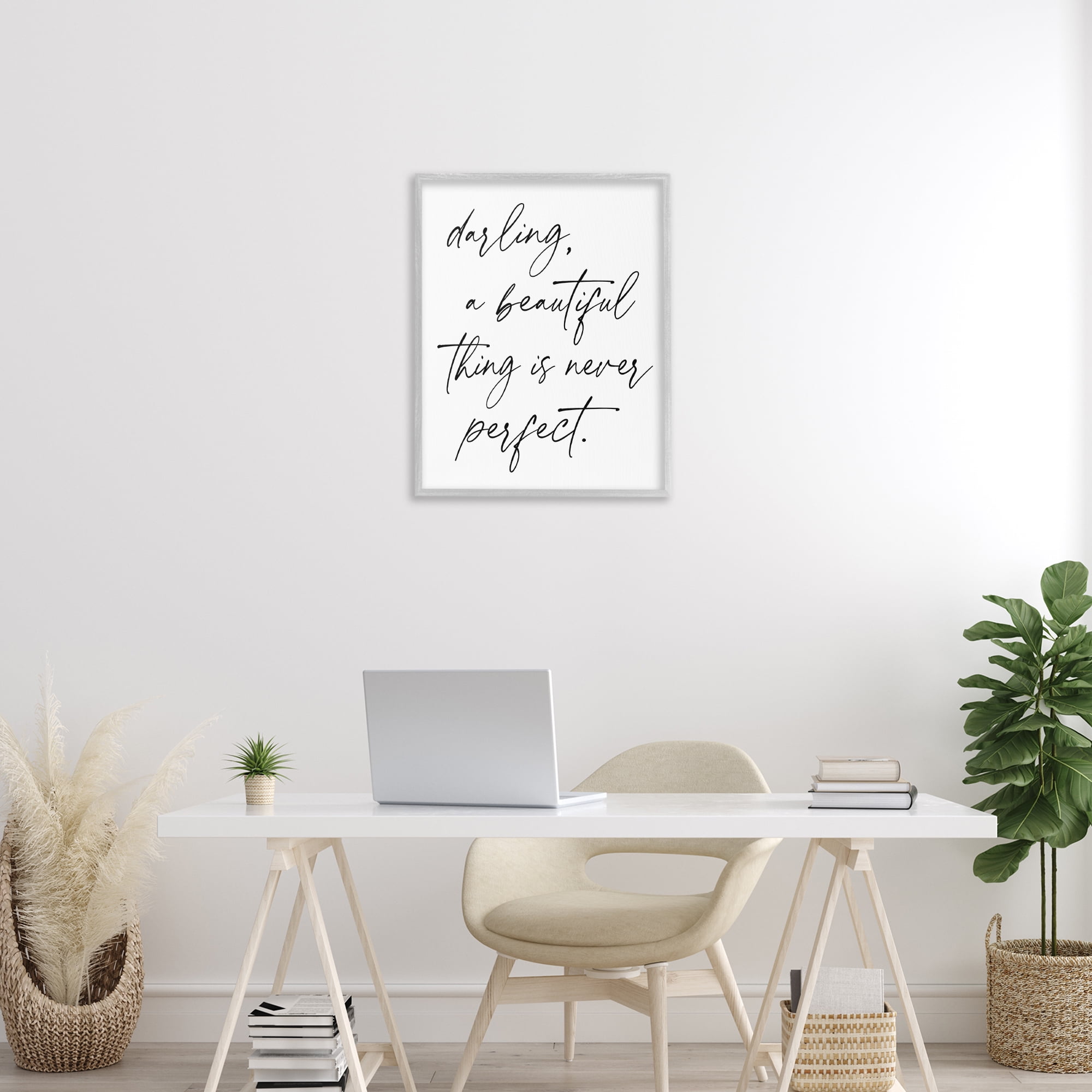 A Beautiful Thing Is Never Perfect Gray Framed Giclee Art, design by Lettered and Lined
