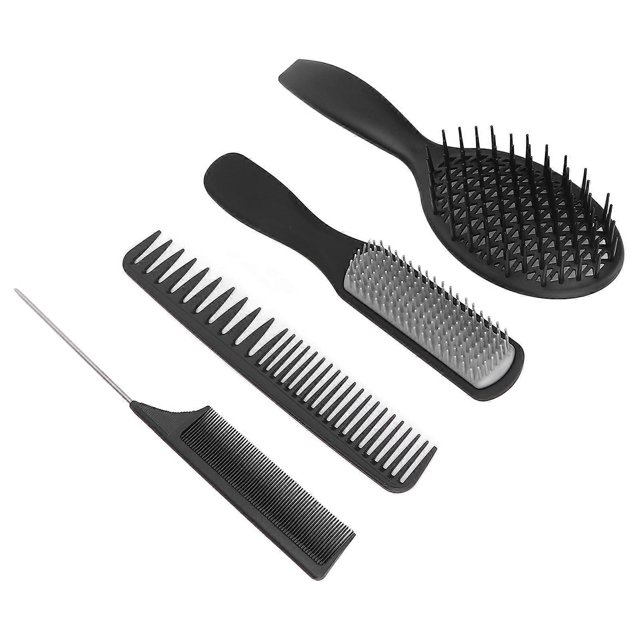 4pcs Multifunctional Hair Comb Set Tail Comb Tail Comb 9 Rows Comb Double Tooth Comb Hair Styling ToolsBlack Set