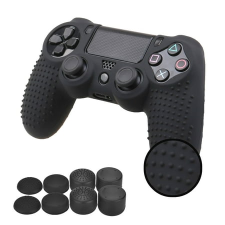 EEEKit Silicone Cover for PS4, Grip Anti-slip Protector Skin Case, Sweatproof Protect Cover with 4 Pair Thumb Grips For Sony PlayStation 4 PS4/Slim/Pro (Best Accessories For Ps Vita Slim)