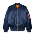 thumbnail image 1 of Alpha Industries MA-1 Bomber Flight Jacket - Fighter Pilot Flight Jacket - Replica Blue, L, 1 of 4