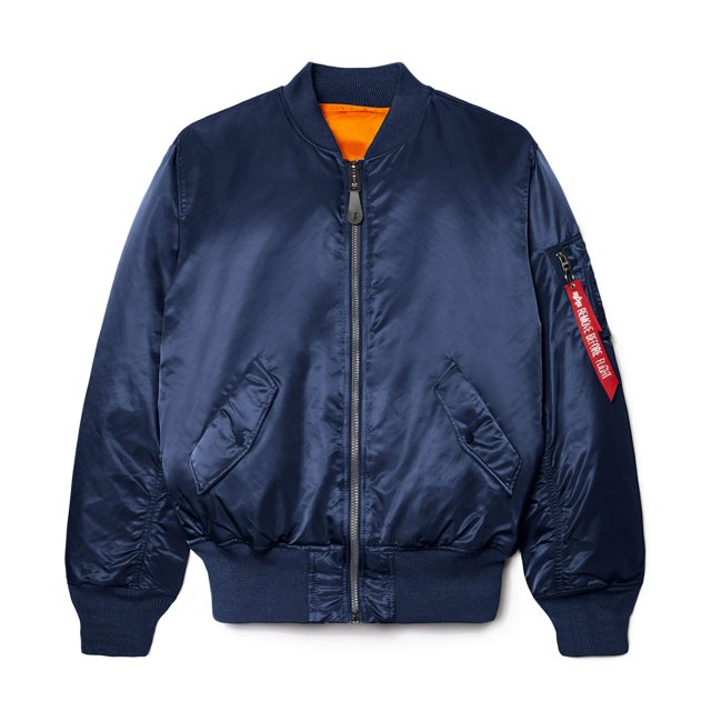 Alpha Industries MA-1 Bomber Flight Jacket - Fighter Pilot Flight Jacket - Replica Blue, L