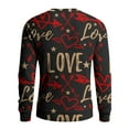 thumbnail image 4 of Fgvctg Valentine's Day Men Sweater Ribbed Knit Crewneck Sweater Love Heart Print Soft Pullover Slim Fit Long Sleeve Sweaters Lightweight Spring Blouse Red XL, 4 of 5