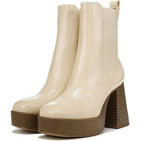 

Circus By Sam Edelman Stace Egg Shell Round Toe Mid Calf Sculptural Heel Boots (Egg Shell 10)