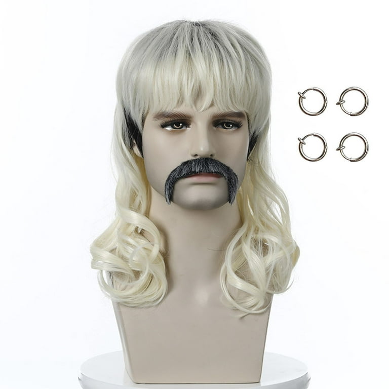 Ykohkofe Exotic Blonde Wig with Clip Earrings and Mustache Fits Kids Adults  Realistic Mannequin Head Curly Ponytail Extension for Women Hair Head Hair  Rack Mannequin Head Stand 