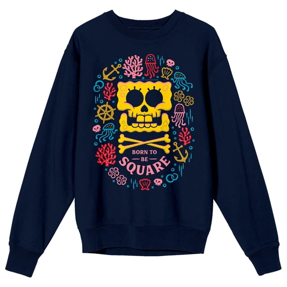 The SpongeBob Movie: Search For SquarePants (2025) SpongeBob Skeleton Women's Black Crew Neck Sweatshirt-Medium