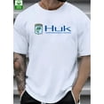 thumbnail image 1 of Camiseta de algodón puro para hombre, tendencia de verano, con estampado de letras HUK, para exteriores. Camiseta de moda para hombre., 1 of 5