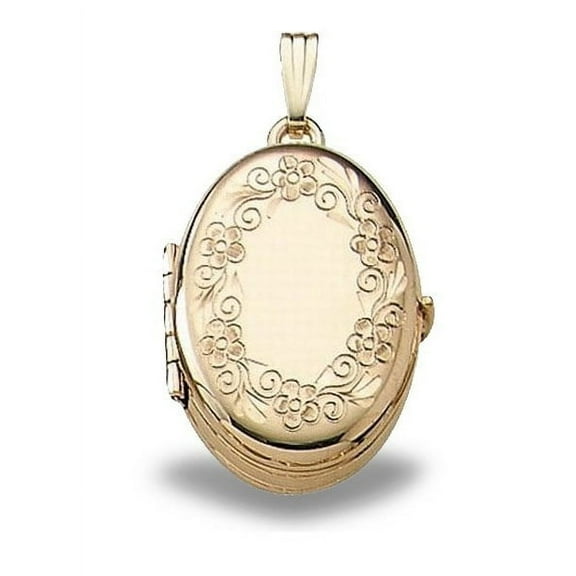 Picturesongold.Com Oval Four Photo Locket Necklace Pendants - 3/4 inch x 1 inch Solid 14K Yellow Gold