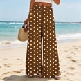 thumbnail image 4 of Mifsaly Wide Leg Flowy Pants for Women Polka Dot Lounge Pants Lightweight Casual Loose Fit Palazzo Trousers Brown,XL, 4 of 5