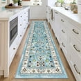 thumbnail image 5 of MJIAexp 2'x8' Boho Floral Kitchen Runner Rug Machine Washable Runner Rug Non-Slip Rubberback Hallway Runner Laundry Rug Throw Carpet for Living Room Bedroom Dining Room Entryway Kitchen Blue, 5 of 12
