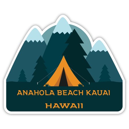Anahola Beach Kauai Hawaii Souvenir 4 Inch Vinyl Decal Sticker Camping Tent Design