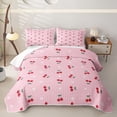 thumbnail image 2 of Erosebridal Cute Cherry Daisy Print Twin Quilt Set,Small Fruit Floral Twin Coverlet Set For Girls,2 Pieces, 2 of 7
