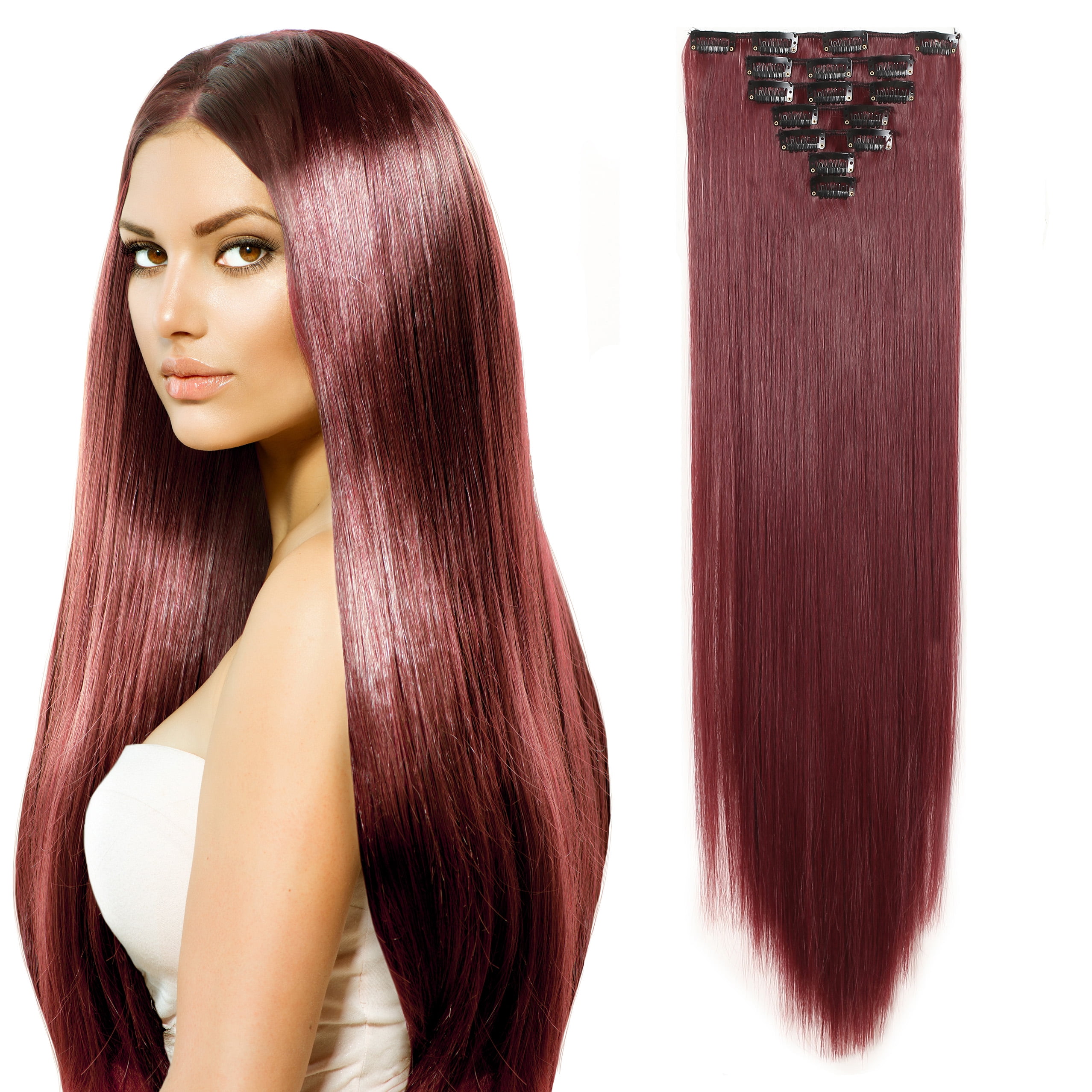 OneDor 24" Straight Full Head kanekalon Futura Heat Resistance Clipin