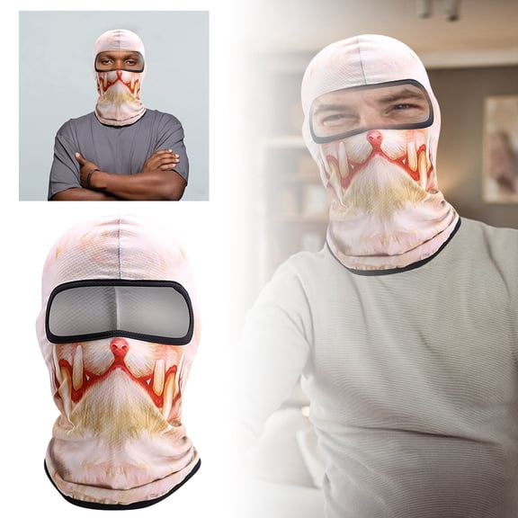 WJJIAO 3D Cat Ski Mask Balaclava Face Mask Men Women 2 Hole Animal Full Mask Motorcycle Cycling