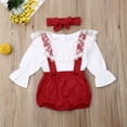 thumbnail image 4 of Douhoow Newborn Baby Girls Princess Clothes Set Long Sleeve Lace Tops Suspender Shorts, 4 of 8
