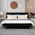 thumbnail image 2 of AGARTT Upholstered Platform King Size Bed Frame with Headboard Wooden Slats Support,Black Linen, 2 of 6