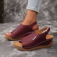 thumbnail image 3 of Modisza Summer Wedge Sandals for Women Ankle Strap Orthopedic Arch Support Shoes Comfortable Walking Rubber Sole Slides Size 7.5 Red, 3 of 5