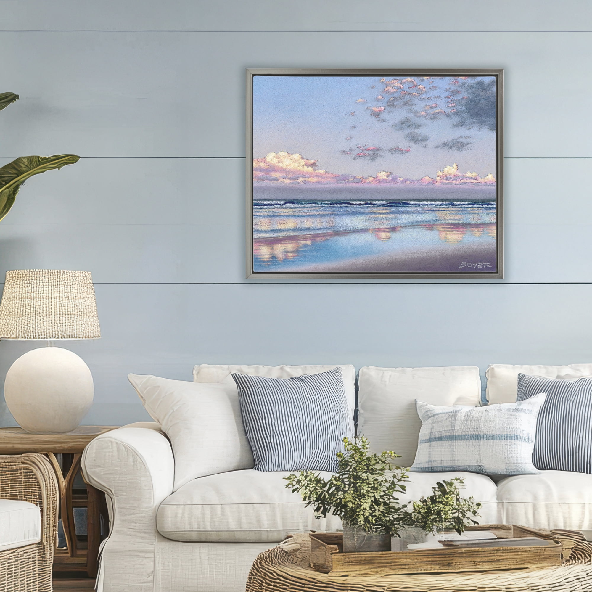 Stupell Industries Nature's Poetry Seascape Gray Framed Floater Canvas Wall Art, design by Susy Boyer