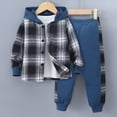 thumbnail image 2 of CAUYDY Kids Boy's Outfits Baby Toddler Button Plaid Long Sleeve Jacket and Elastic Waist Sweatpants 2 Piece Set Fall Winter Blue for Sizes 6-7 Years, 2 of 9