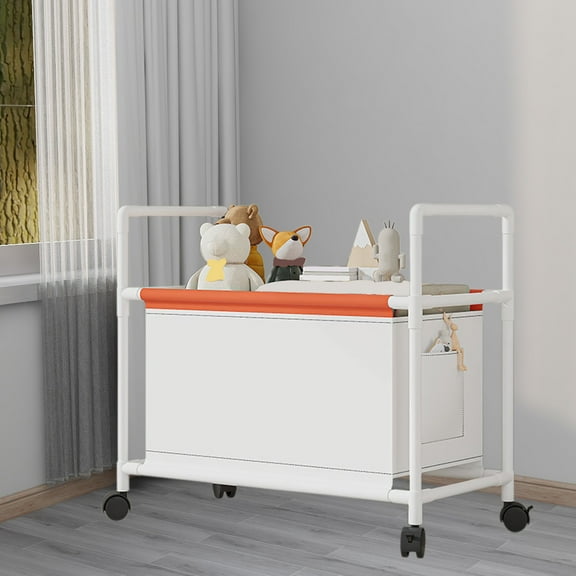 HOARBOEG Large Rolling Storage Bin with Wheels & Strap Handle, Cloth Rolling Cart, Multi-Purpose Rolling Storage Cart, Storage Cart On Wheels Storage Trolley Rolling Utility Cart