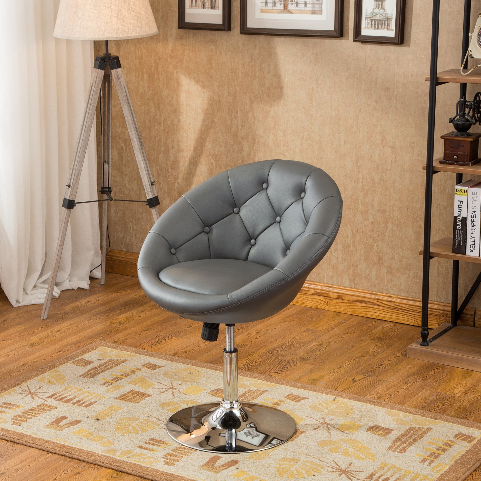 Swiviel Accent Chair Contemporary Round Tufted Back Tilt ...