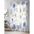 thumbnail image 4 of Sheer Curtains 84 Inches Long, Blue Brown Coastal Light Filtering Window Curtains for Living Room, Nautical Summer Beach Sea Turtle Rod Pocket Voile Sheer Curtain Drapes, 52"W x 84"L, 2 Panels, 4 of 8