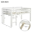 thumbnail image 3 of Twin Size Low Loft Bed Frame with Built-in Ladder and Guardrail, Wood Loft Bed with Under Bed Space, No Spring Box Needed, White, 3 of 7