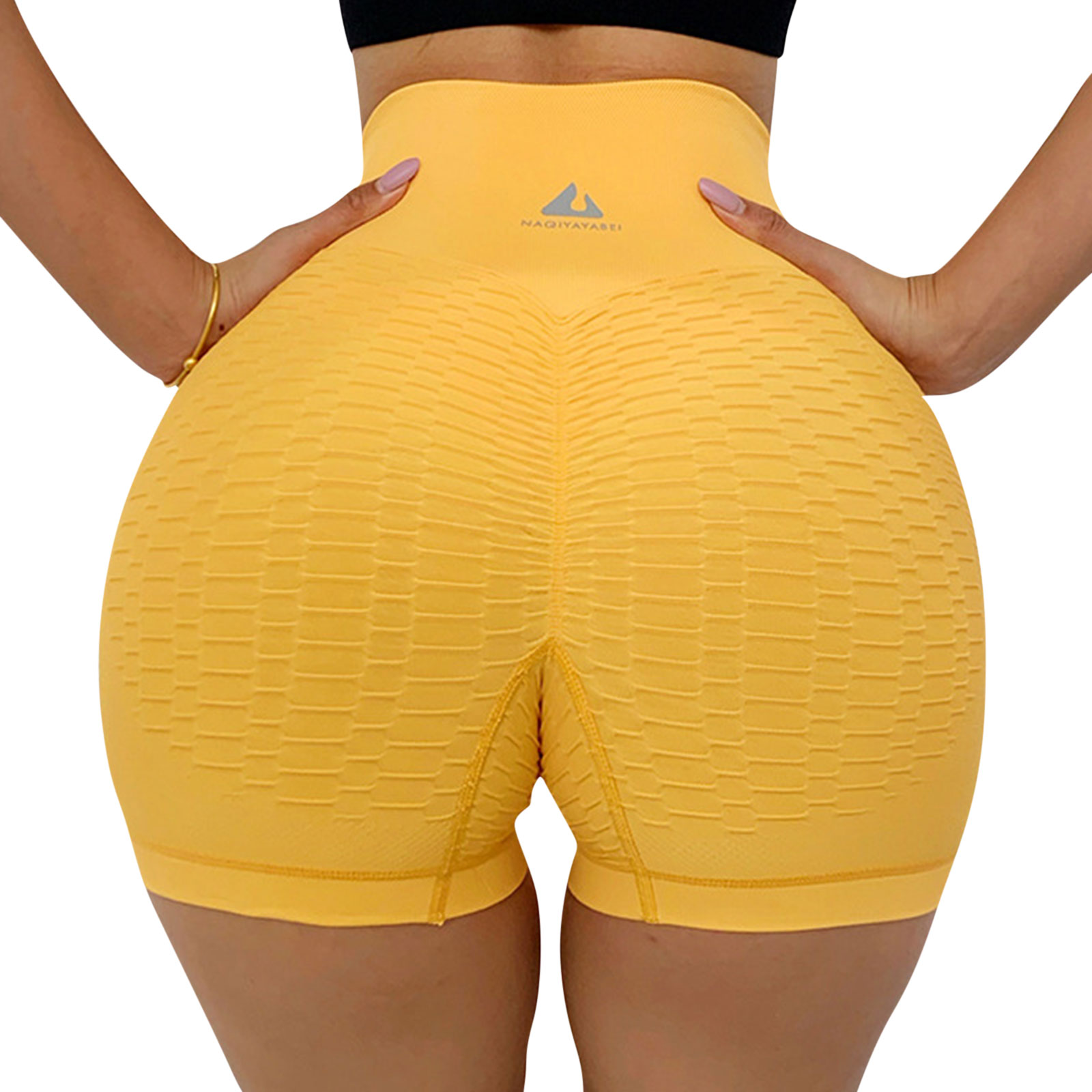 Women High Waist Bubble Yoga Shorts 