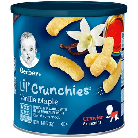 Gerber Lil' Crunchies Baked Corn Snack, Vanilla Maple, 1.48 oz. (Pack of
