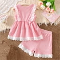 thumbnail image 4 of Xyant Toddler Baby Girl Summer Clothes Infant Sleeveless Tank Top Shirt Shorts Set Infant Striped Ruffles Outfits (Pink,18-24 Months), 4 of 5