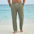 thumbnail image 6 of IhhxPro Men's Linen Outdoor Cargo Pants with Elastic Waist, Drawstring Casual Straight Leg Trousers, Relaxed Fit, Lightweight Summer Travel Hiking Style S-3XL, 6 of 9